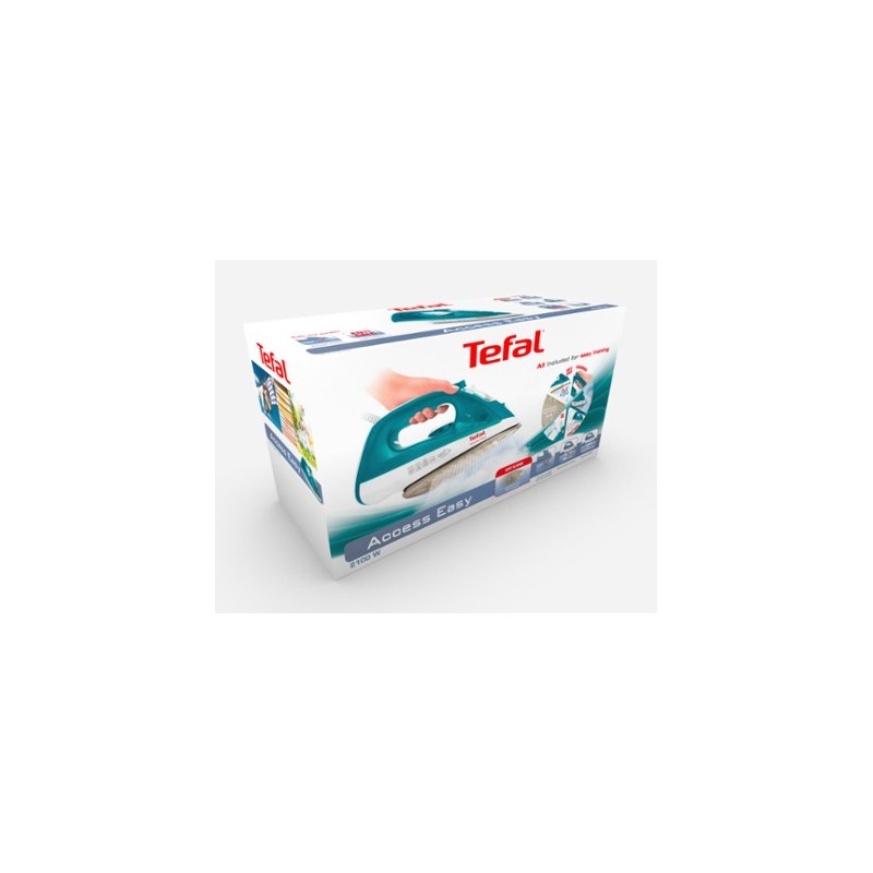 Tefal Access Easy FV1542 Bügeleisen Trocken- & Dampfbügeleisen Duriliumsohle 2000 W Türkis, Weiß