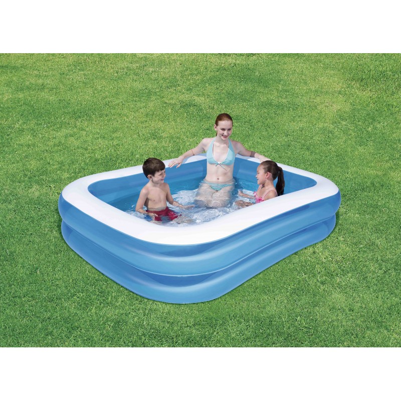 Bestway 12819 Aufstellpool Aufblasbarer Pool Rechteckig 400 l Blau, Weiß