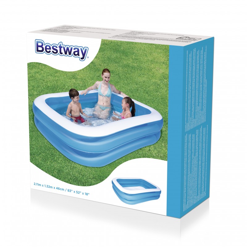 Bestway 12819 Aufstellpool Aufblasbarer Pool Rechteckig 400 l Blau, Weiß