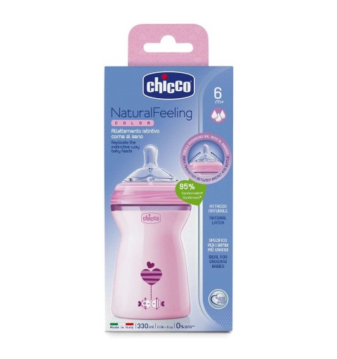 Chicco NaturalFeeling Babyflasche 330 ml Rose