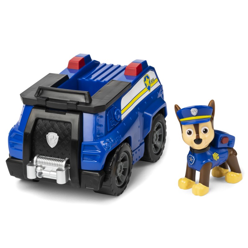 PAW Patrol LA PAT' PATROUILLE - VÉHICULE + FIGURINE CHASE - Véhicule de 15 cm Avec 1 Figurine À Collectionner Pat' Patrouille -