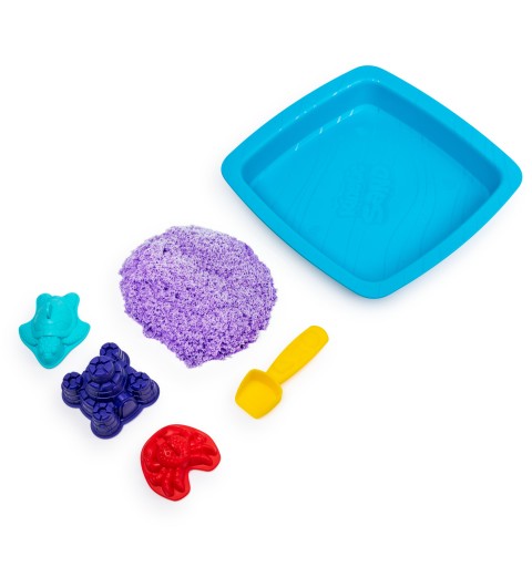 Kinetic Sand -ARENA MÁGICA - SET SANDBOX - Set con Arenero Niños, 454g de arena azul, morada o verde y 4 accesorios - Modelo
