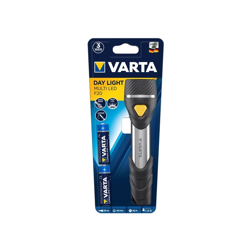 Varta Day Light Multi LED F20 Black, Silver, Yellow Hand flashlight