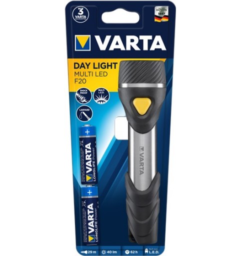Varta Day Light Multi LED F20 Negro, Plata, Amarillo Linterna de mano