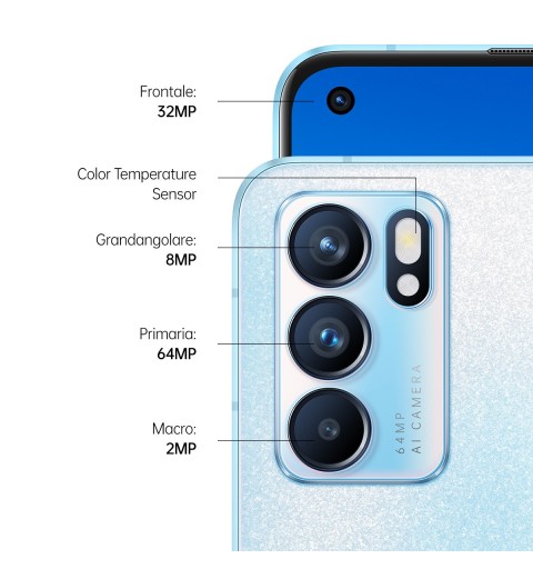 OPPO Reno 6 16,3 cm (6.43 Zoll) Dual-SIM ColorOS 11.3 5G USB Typ-C 8 GB 128 GB 4300 mAh Blau