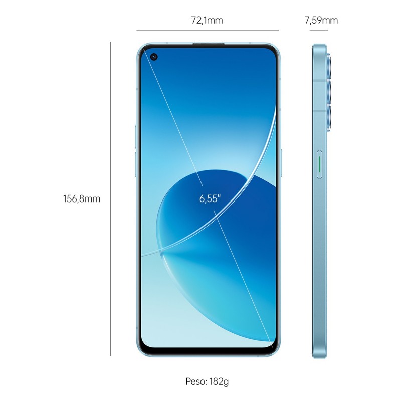 OPPO Reno 6 16,3 cm (6.43 Zoll) Dual-SIM ColorOS 11.3 5G USB Typ-C 8 GB 128 GB 4300 mAh Blau