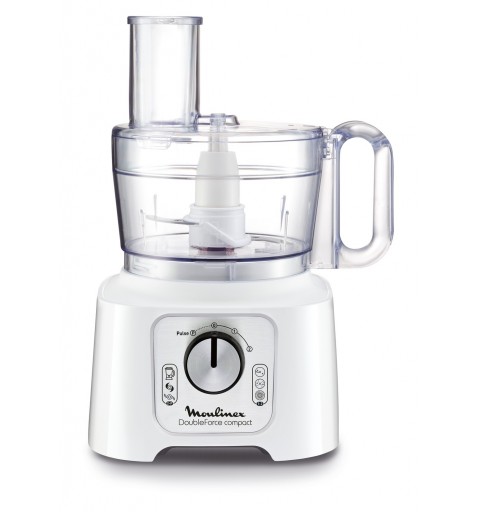 Moulinex Doubleforce compact robot de cuisine 800 W 2,2 L Blanc, Argent, Gris