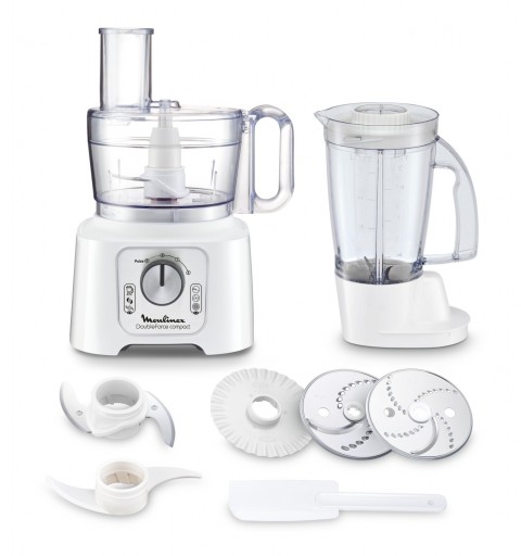 Moulinex Doubleforce compact food processor 800 W 2.2 L White, Silver, Grey