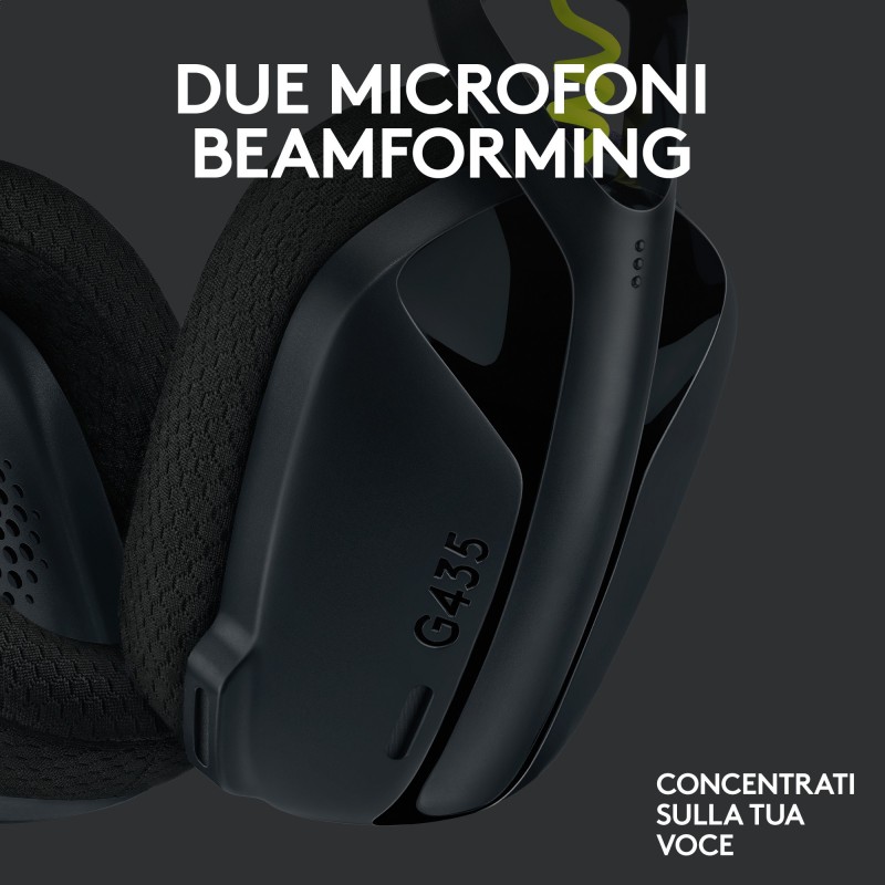 Logitech G G435 LIGHTSPEED Wireless Gaming Headset Auriculares Inalámbrico Diadema Juego Bluetooth Negro