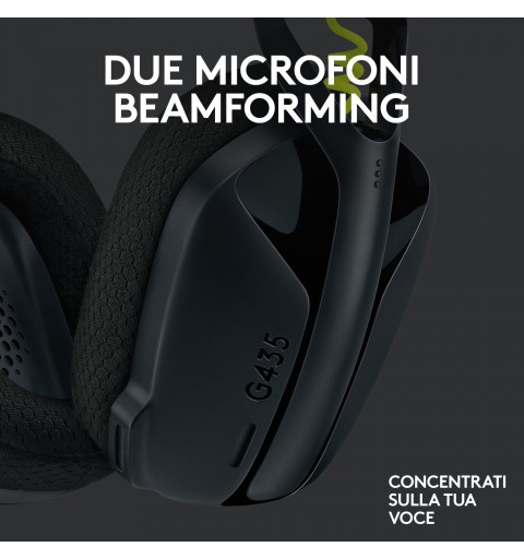 Logitech G Logitech G435 LIGHTSPEED Cuffie Gaming Wireless Bluetooth - Cuffie Over Ear Leggere, Microfoni Integrati, Batteria