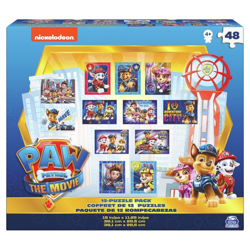 Spin Master Games PAW Patrol The Movie, 12 Jigsaw Bundle with 48-Piece Puzzle Pack Characters, for Kids Aged 4 and up