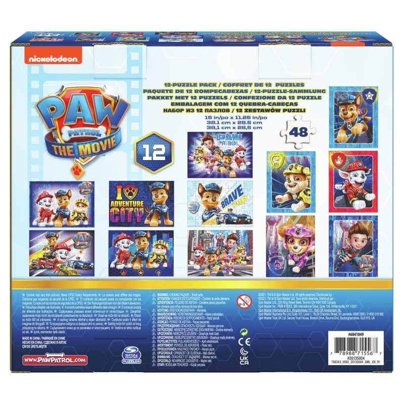 Spin Master Games PAW Patrol The Movie, Coffret de 12 puzzles de 48 pièces, pour les enfants à partir de 4 ans