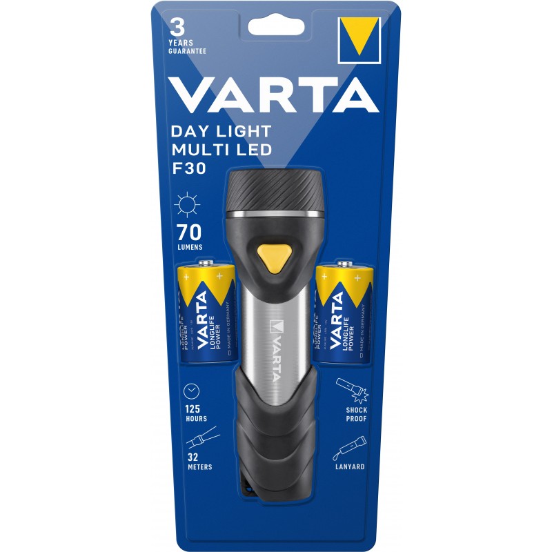 Varta Day Light Multi LED F30 Negro, Plata, Amarillo Linterna de mano