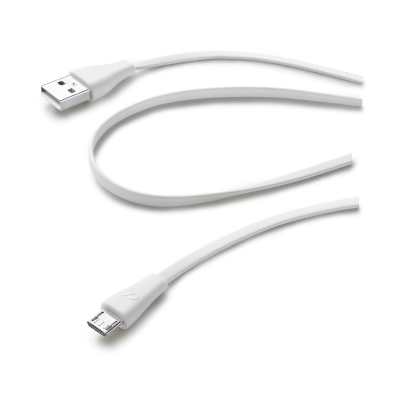 Cellularline USBDATACMICROUSBW cable USB 1 m USB 2.0 USB A Micro-USB B Blanco