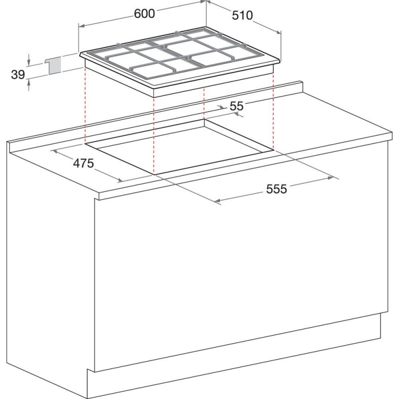 Hotpoint PCN 641 T IX HAR Kochfeld Edelstahl Integriert 60 cm Gaskochfeld 4 Zone(n)