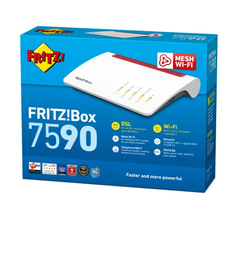 FRITZ! Box 7590 router inalámbrico Gigabit Ethernet Doble banda (2,4 GHz 5 GHz) 3G 4G Blanco