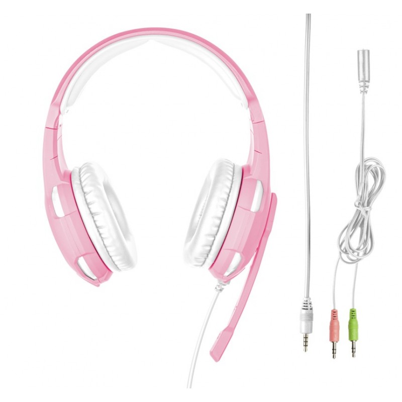 Trust GXT 310P Radius Auriculares Alámbrico Diadema Juego Rosa, Blanco