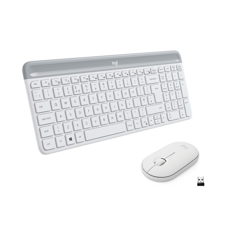 Logitech Slim Wireless Keyboard and Mouse Combo MK470 clavier USB QWERTY Italien Blanc
