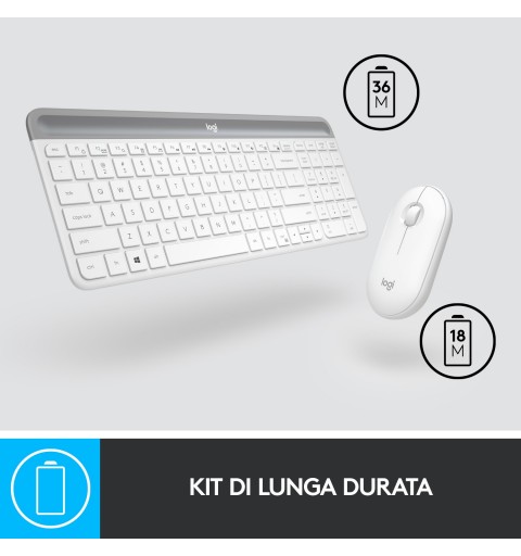 Logitech Slim Wireless and Mouse Combo MK470 keyboard USB QWERTY Italian White