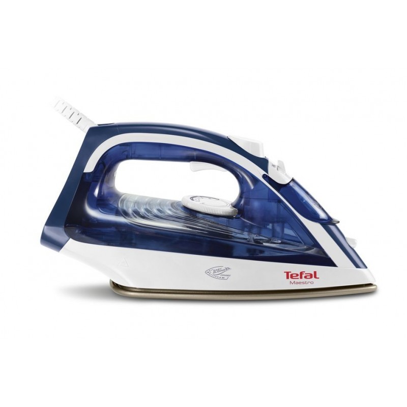 Tefal Maestro 2 FV1845E0 Ferro da stiro a secco e a vapore CeramicGlide 2300 W Blu, Bianco