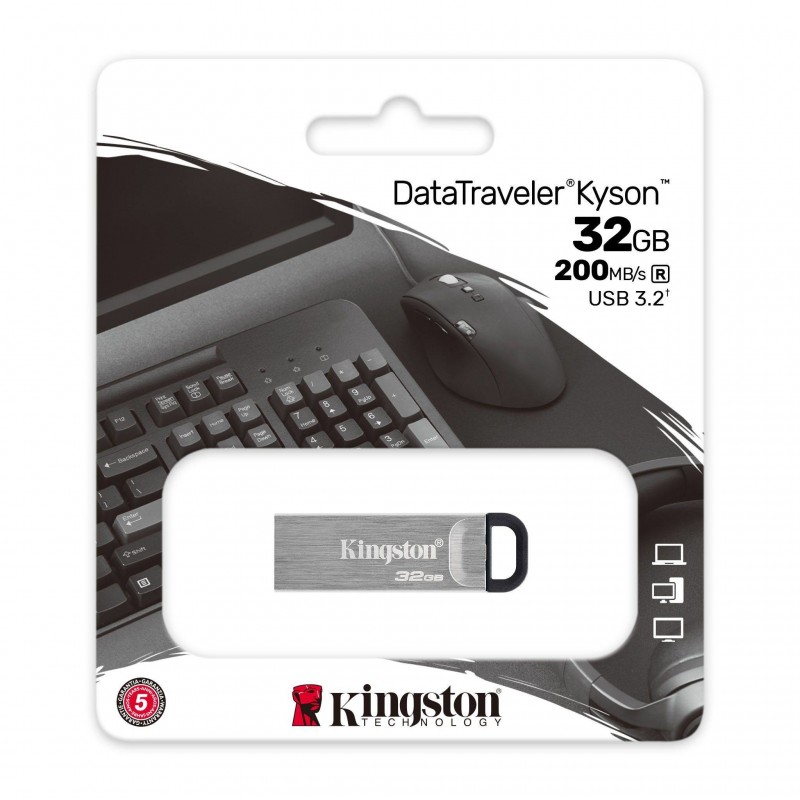 Kingston Technology DataTraveler Kyson unidad flash USB 32 GB USB tipo A 3.2 Gen 1 (3.1 Gen 1) Plata