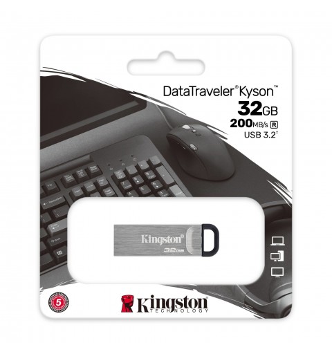 Kingston Technology DataTraveler Kyson unidad flash USB 32 GB USB tipo A 3.2 Gen 1 (3.1 Gen 1) Plata