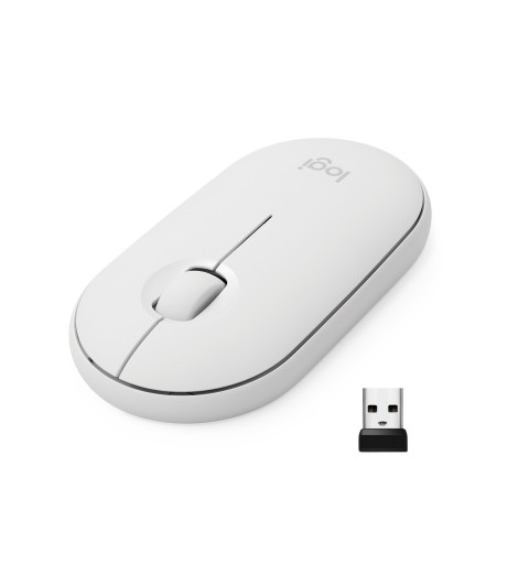 Logitech Pebble, mouse wireless con Bluetooth o ricevitore da 2,4 GHz, mouse per computer con clic silenzioso per laptop,