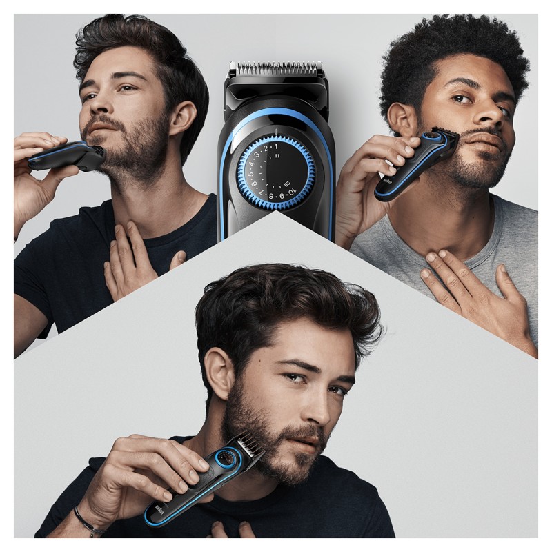 Braun Beard Trimmer BT5240 MenTrimmer & Hair Clipper, 39 Length Settings, Black Blue