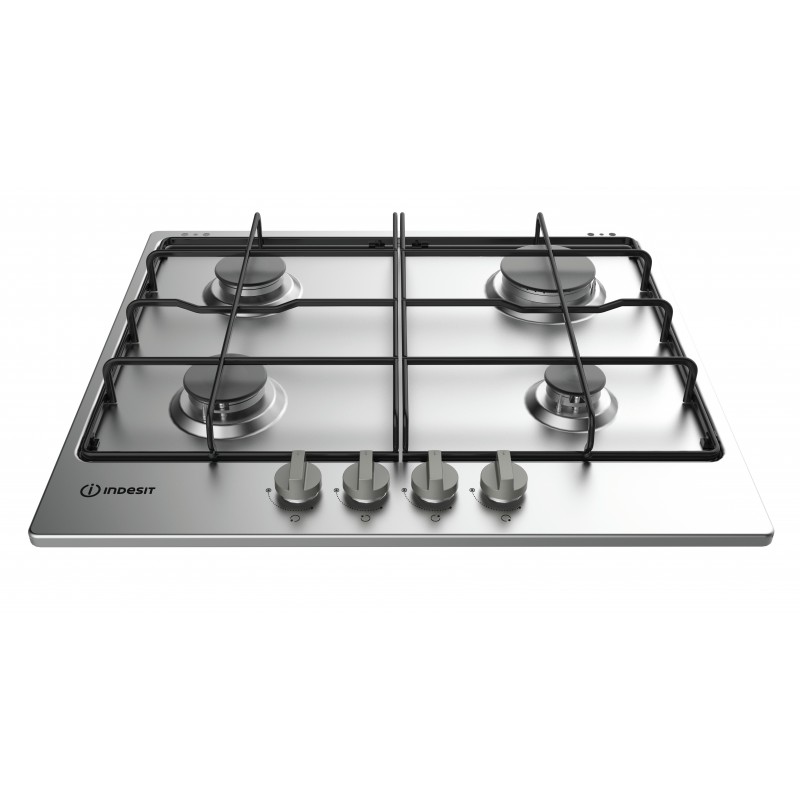 Indesit THP 642 IX I hob Black, Stainless steel Built-in Gas 4 zone(s)