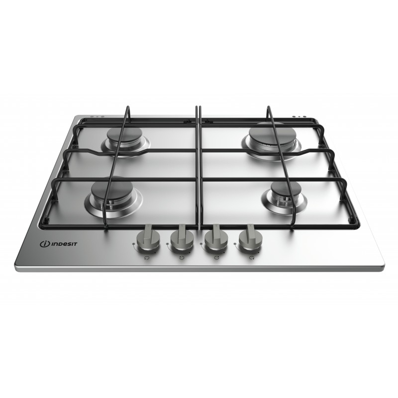 Indesit THP 642 IX I hobs Negro, Acero inoxidable Integrado Encimera de gas 4 zona(s)