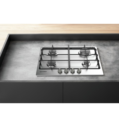 Indesit THP 642 IX I hob Black, Stainless steel Built-in Gas 4 zone(s)