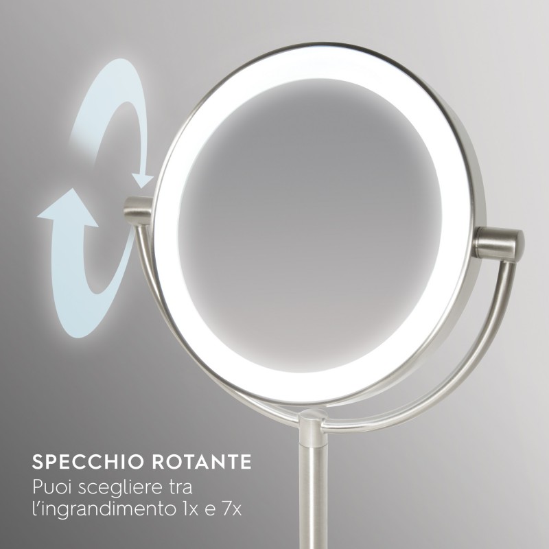 HoMedics Specchio girevole con ingrandimento x7 e illuminazione a LED MIR-8150-EU