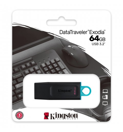 Kingston Technology DataTraveler Exodia unità flash USB 64 GB USB tipo A 3.2 Gen 1 (3.1 Gen 1) Nero