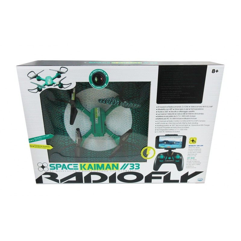 Radiofly SPACE KAIMAN 33 4 rotori Quadrirotore 0,3 MP 300 mAh Nero, Verde