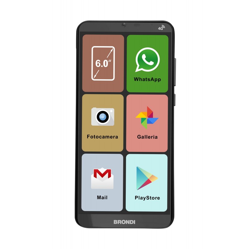 Brondi Smartphone XL 15,2 cm (6") Double SIM Android 11 4G USB Type-C 2 Go 16 Go 2500 mAh Noir