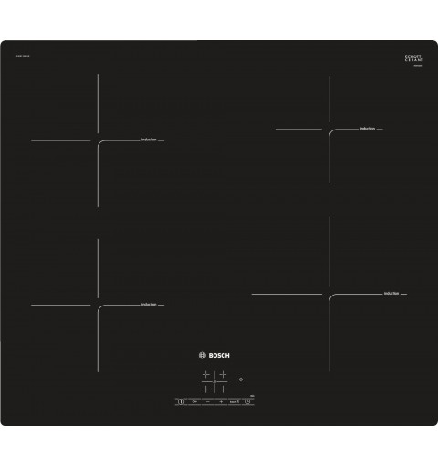 Bosch Serie 4 PUE611BB1E piano cottura Nero Da incasso Piano cottura a induzione Zoneless 4 Fornello(i)