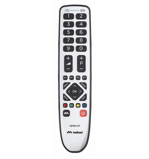Meliconi Senior 2.1 mando a distancia IR inalámbrico TV, Sintonizador de TV Botones