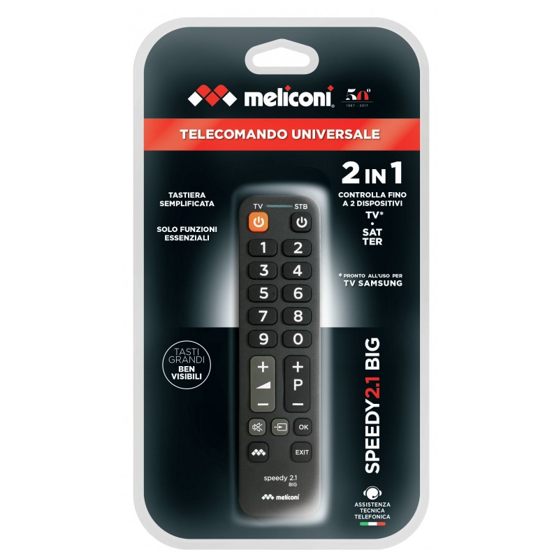 Meliconi Speedy 2.1 BIG remote control IR Wireless TV Tuner, TV set-top box Press buttons