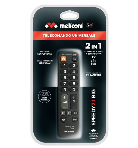 Meliconi Speedy 2.1 BIG mando a distancia IR inalámbrico Sintonizador de TV, Receptor de televisión Botones