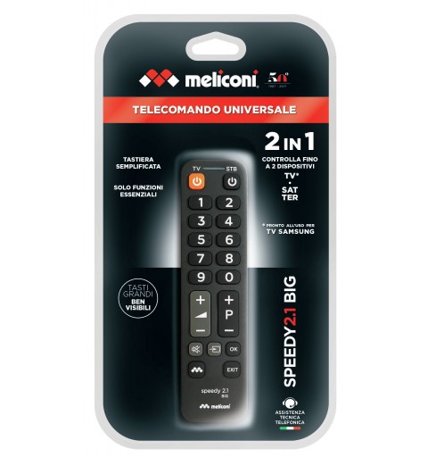 Meliconi Speedy 2.1 BIG telecomando IR Wireless Sintonizzatore TV, Set-top box TV Pulsanti