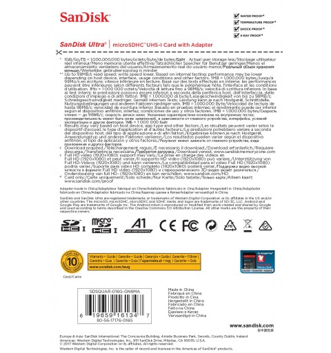 SanDisk Ultra 16 GB MicroSDHC UHS-I Clase 10