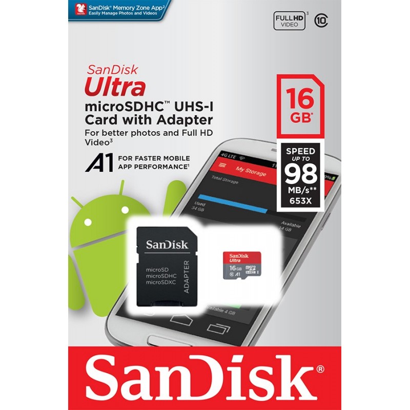 SanDisk Ultra 16 GB MicroSDHC UHS-I Clase 10