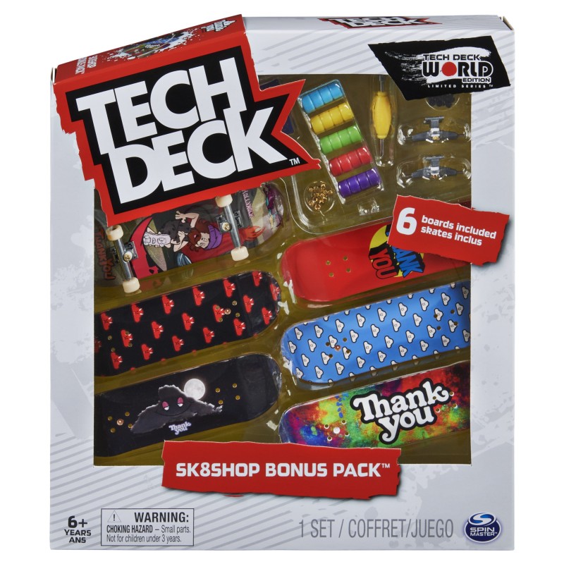 Tech Deck , Sk8shop Fingerboard Bonus Pack, Collectible and Customizable Mini Skateboards (Styles May Vary)