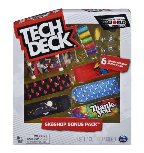 Tech Deck , Sk8shop Fingerboard Bonus Pack, Collectible and Customizable Mini Skateboards (Styles May Vary)