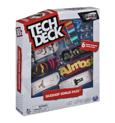Tech Deck , Sk8shop Fingerboard Bonus Pack, Collectible and Customizable Mini Skateboards (Styles May Vary)