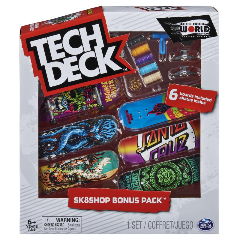 Tech Deck , Sk8shop Fingerboard Bonus Pack, Collectible and Customizable Mini Skateboards (Styles May Vary)