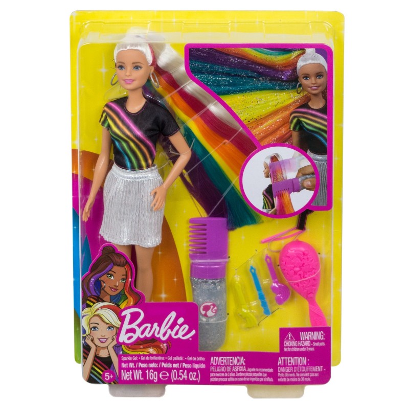 Barbie Chevelure Arc-En-Ciel Paillettes