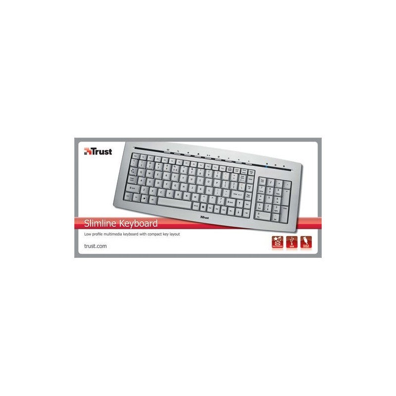 Trust Slimline Keyboard clavier USB QWERTY Argent