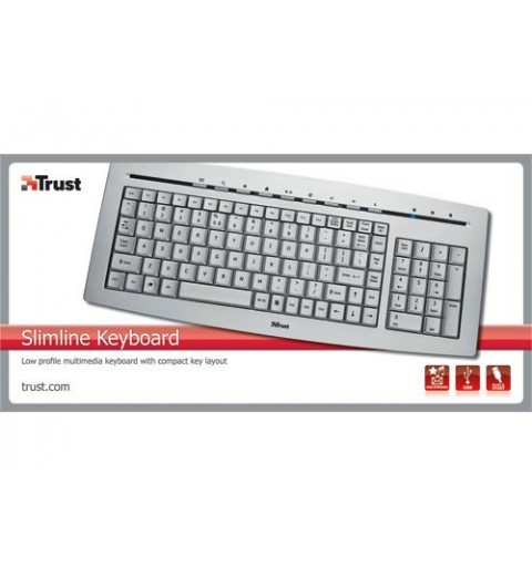 Trust Slimline Keyboard Tastatur USB QWERTY Silber