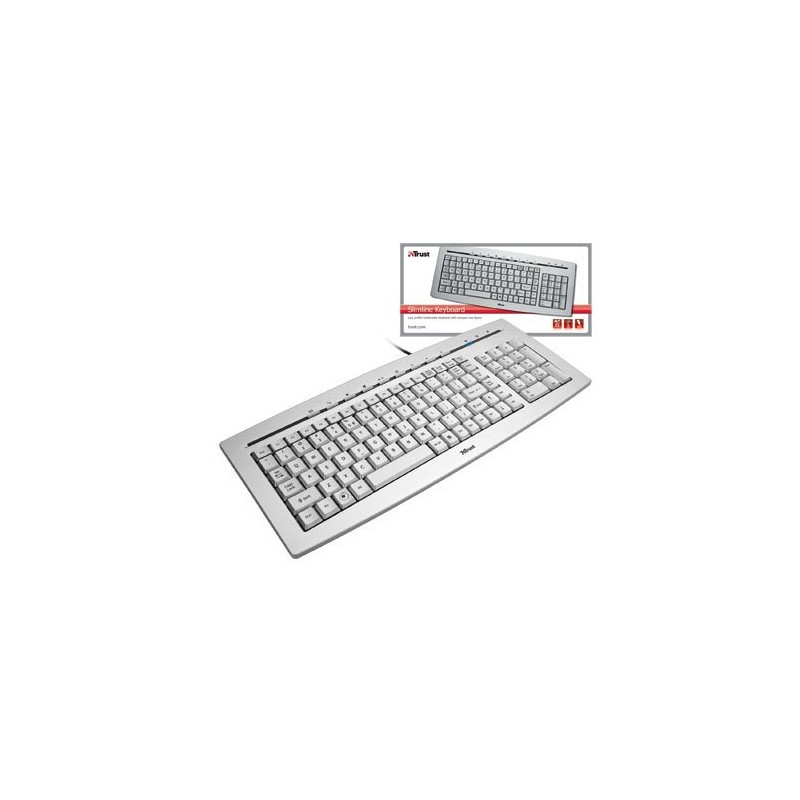 Trust Slimline Keyboard clavier USB QWERTY Argent